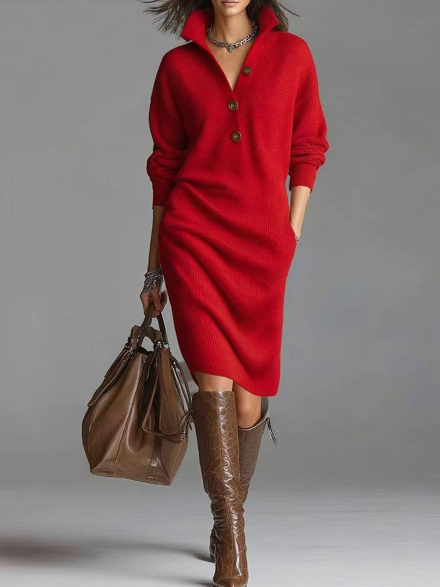 Fashion Sweater Dress: Warm Long-Sleeved Stylish Comfort
