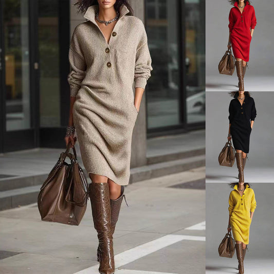 Fashion Sweater Dress: Warm Long-Sleeved Stylish Comfort
