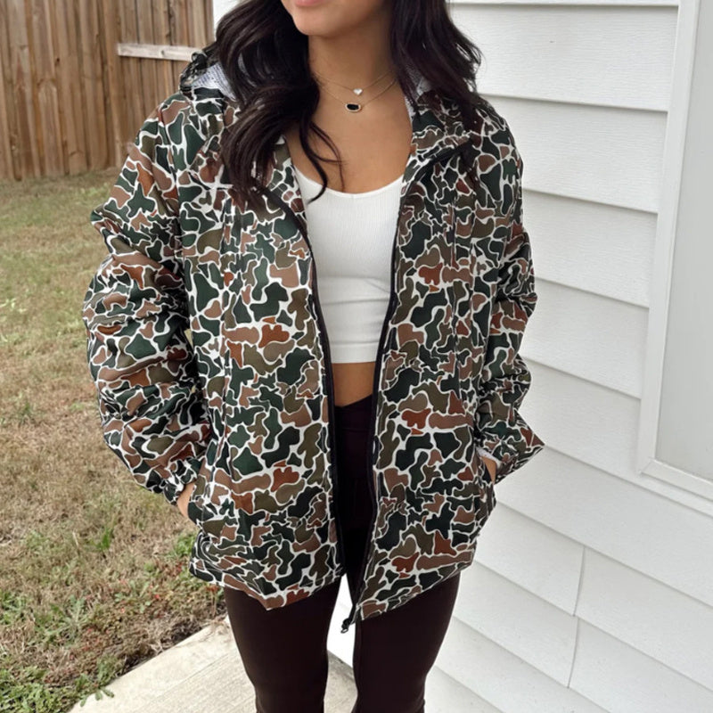 Women's Camouflage Zip Hoodie - Stylish Spring & Fall Jacket for Women