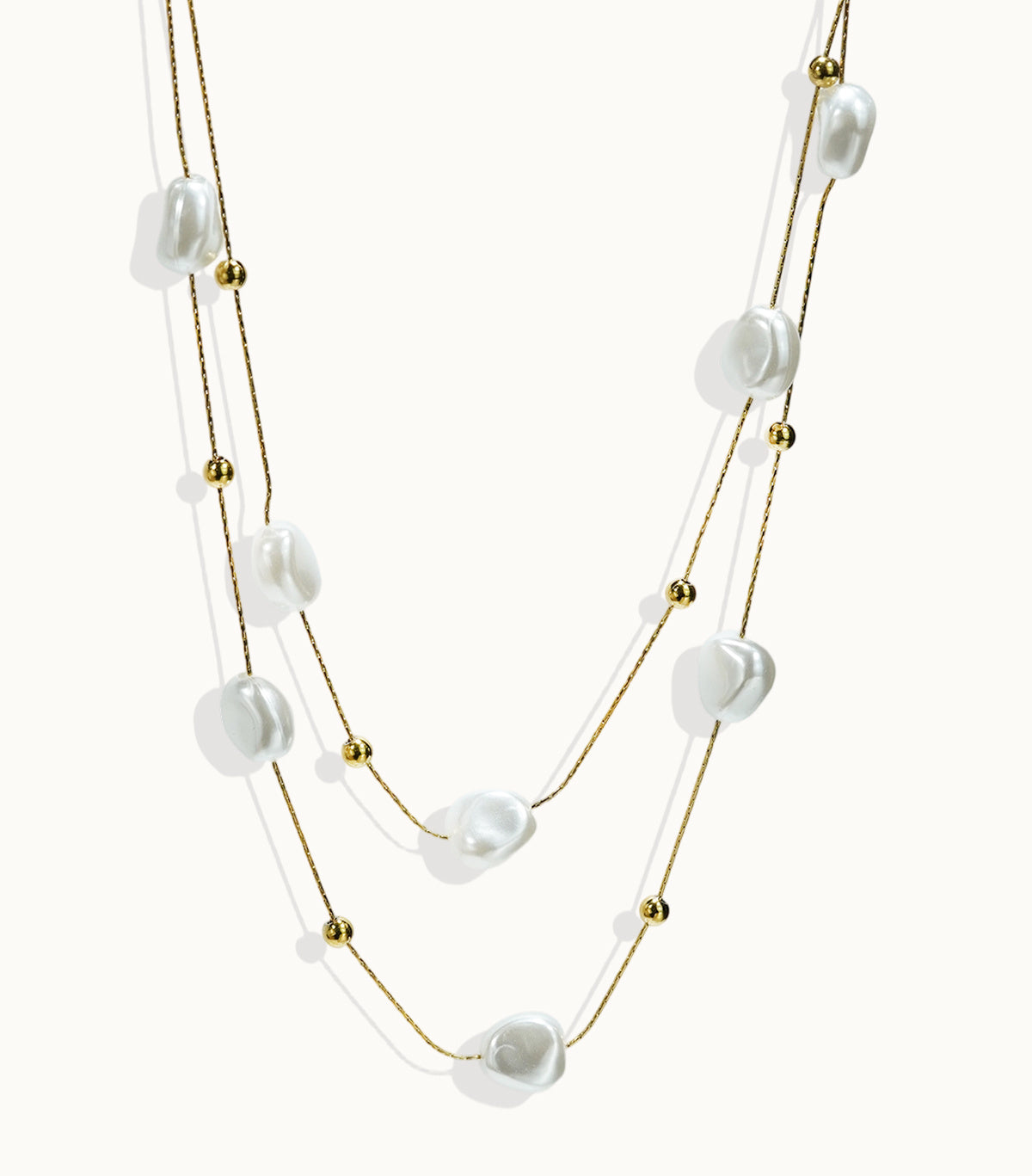 18K Gold Plated Pearl Necklace | Minimalist Jewelry with Elegant Studs