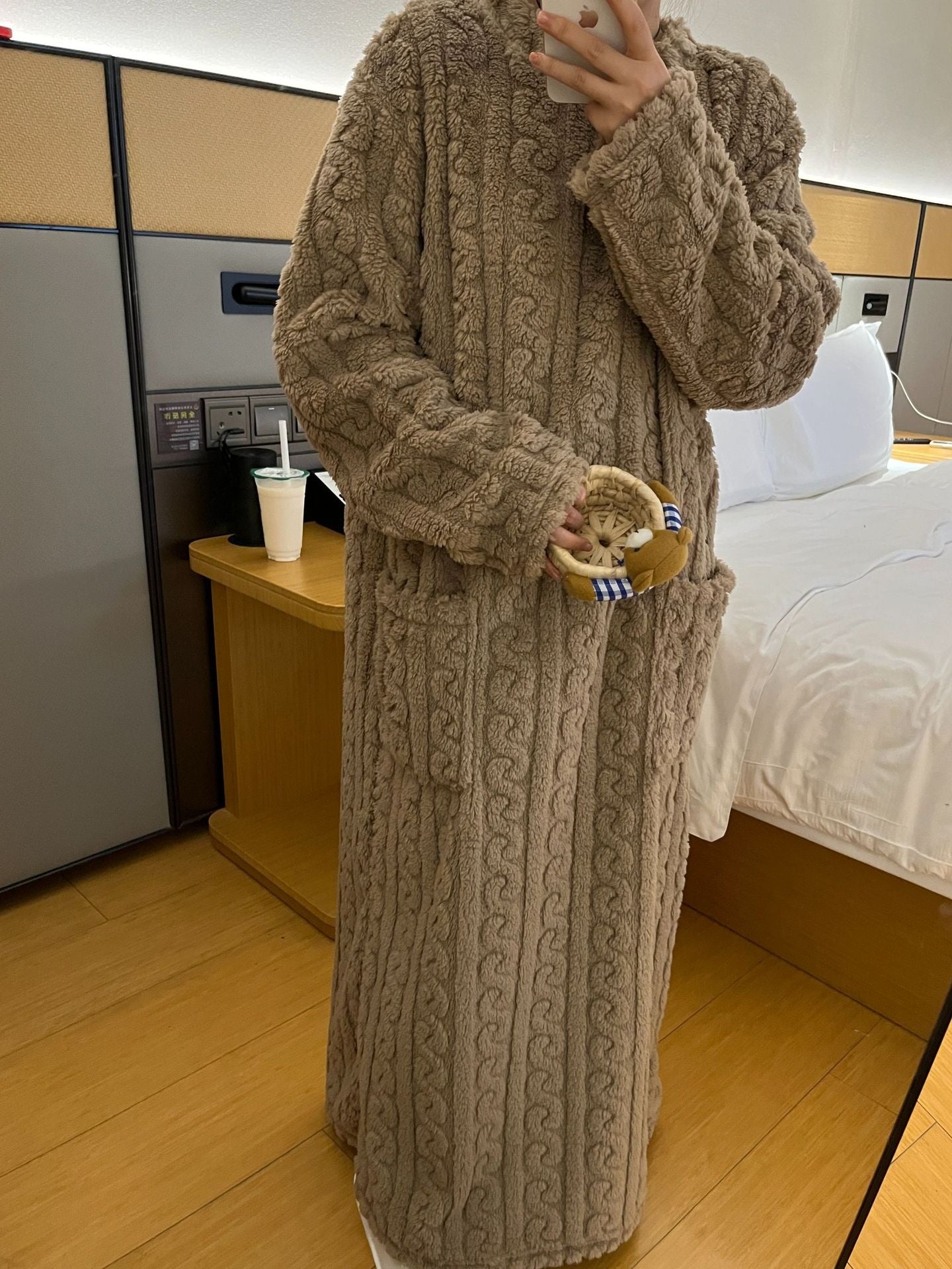 Winter Coral Fleece Dress - Thickened Jacquard Sleepwear for Maximum Comfort