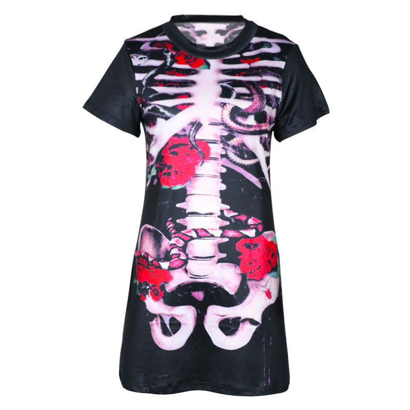 Halloween Costume Skull Print Dress for Women - Perfect Skull Print Halloween Dress