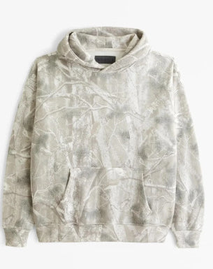Gray tie-dye hoodie on a white background
