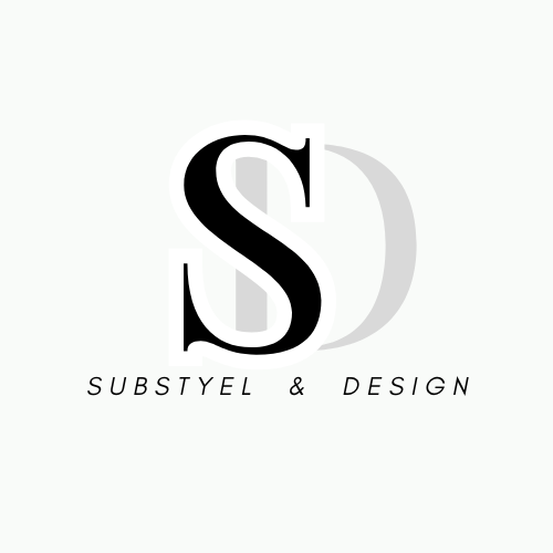 Logo with a stylized letter 'S' and text 'SUBSTYEL & DESIGN' on a white background